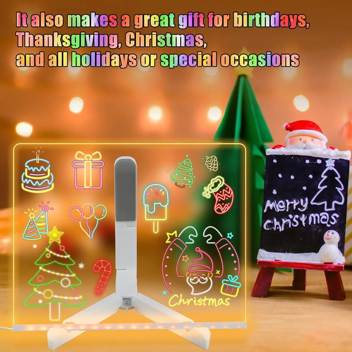 LED Note Board With Night Light Colorful 7 Pens DIY Acrylic Message Board